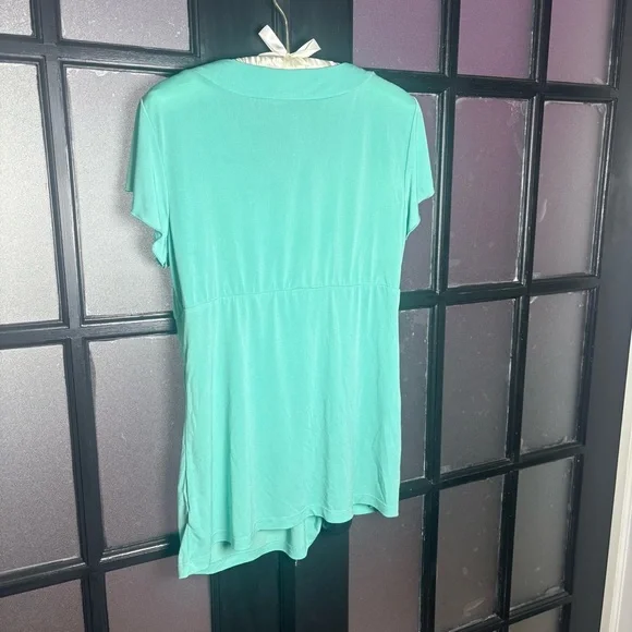 Maurices Turqouise Scoop Neck Flutter Sleeve Top Size Large - Picture 3 of 10